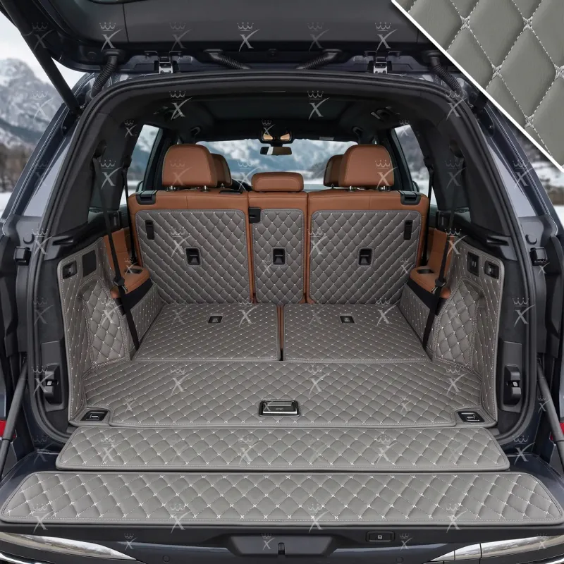Luxus Car Mats Diamond 360Fit Trunk Mat in Light Gray, diamond-stitched panel in cargo area