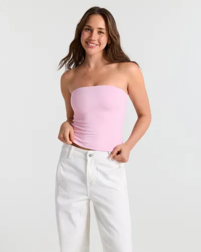 Essenther Global Basic Double Layer Bandeau Top, a cropped bandeau style top with double layer fabric
