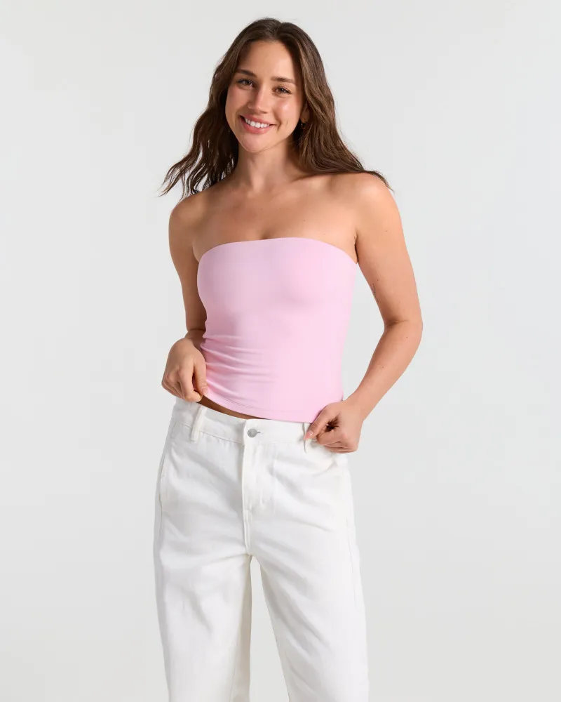 Essenther Global Basic Double Layer Bandeau Top, a cropped bandeau style top with double layer fabric