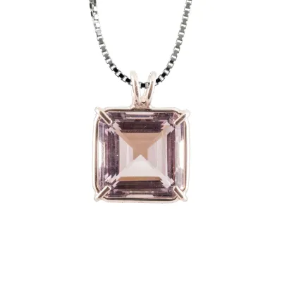VOLTLIN Amethyst Earth Heart Chain Pendant showing an amethyst stone in a sterling silver Earth Heart frame on a chain