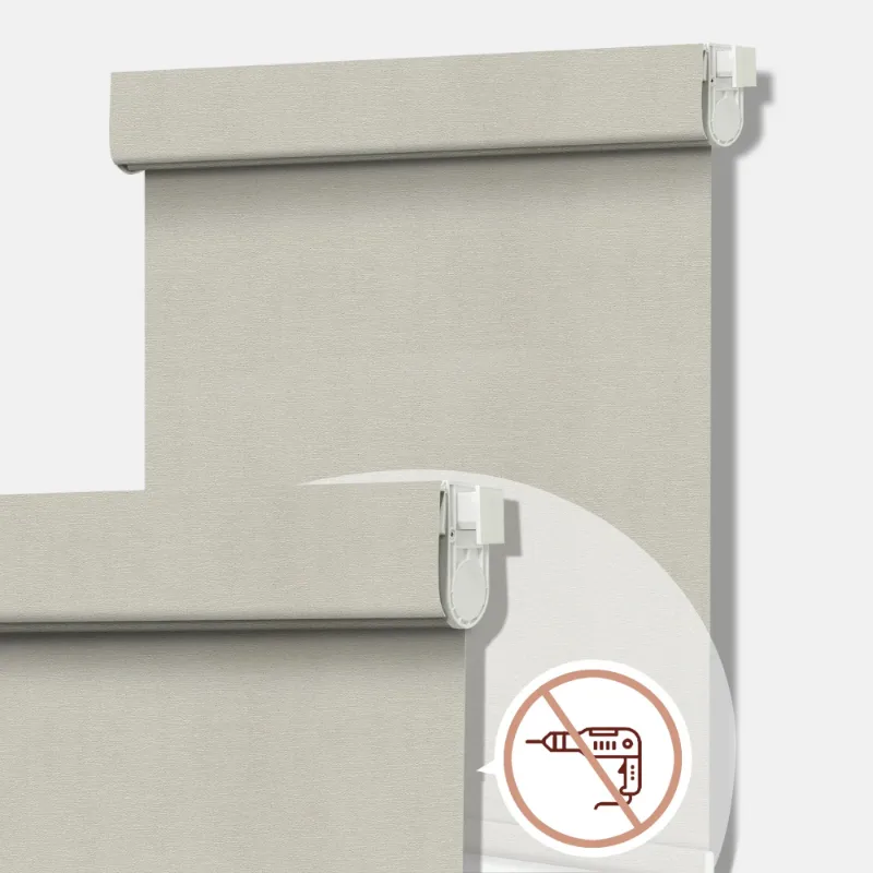 Bringnox No Drill Motorized Roller Shades 100% Blackout Bermuda blocking light in modern room