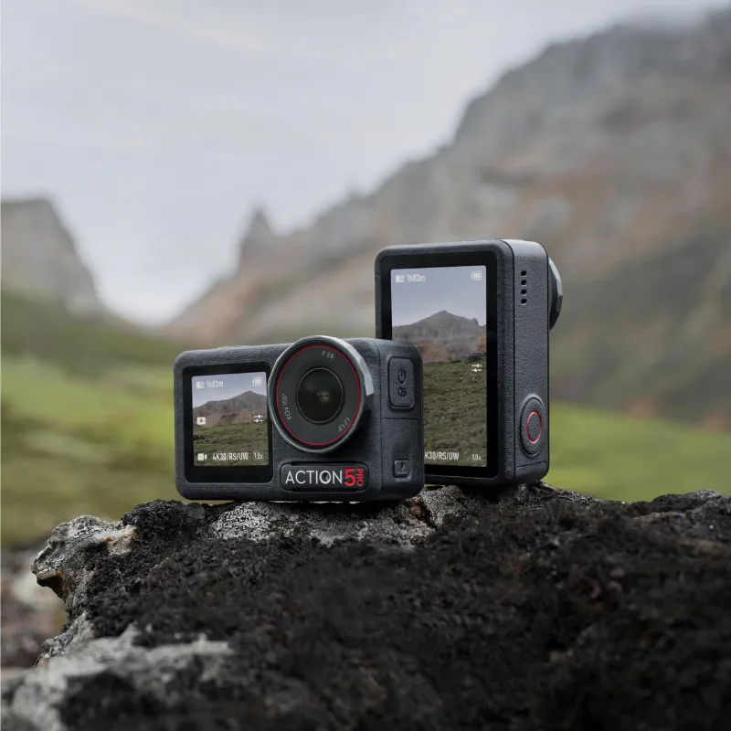 DJI Osmo Action 5 Pro action camera with dual OLED screens and compact rugged design
