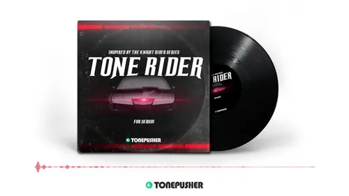 Tonepusher Tone Rider preset pack cover with retro 80s Knight Rider inspired artwork