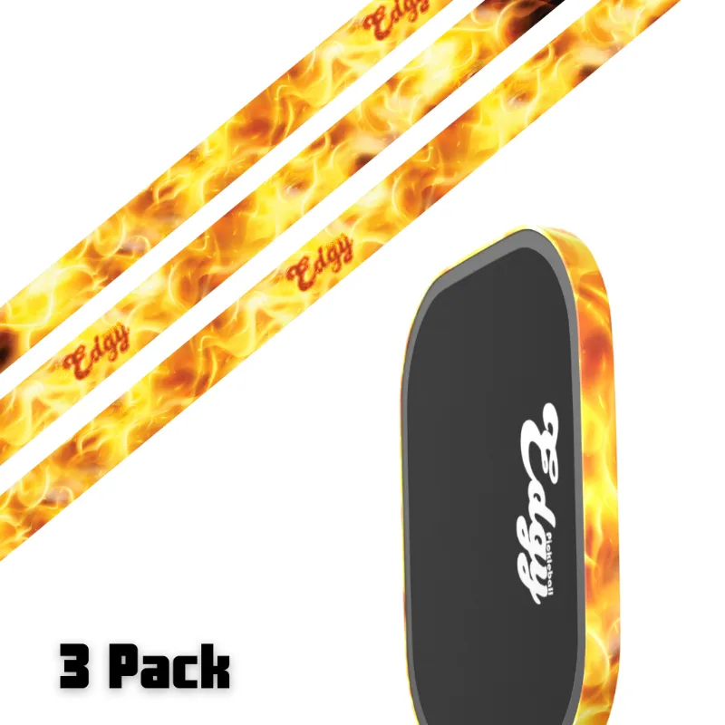 SLYCE Sport Fire Edge Tape 3 pack with flame graphics for pickleball paddle customization