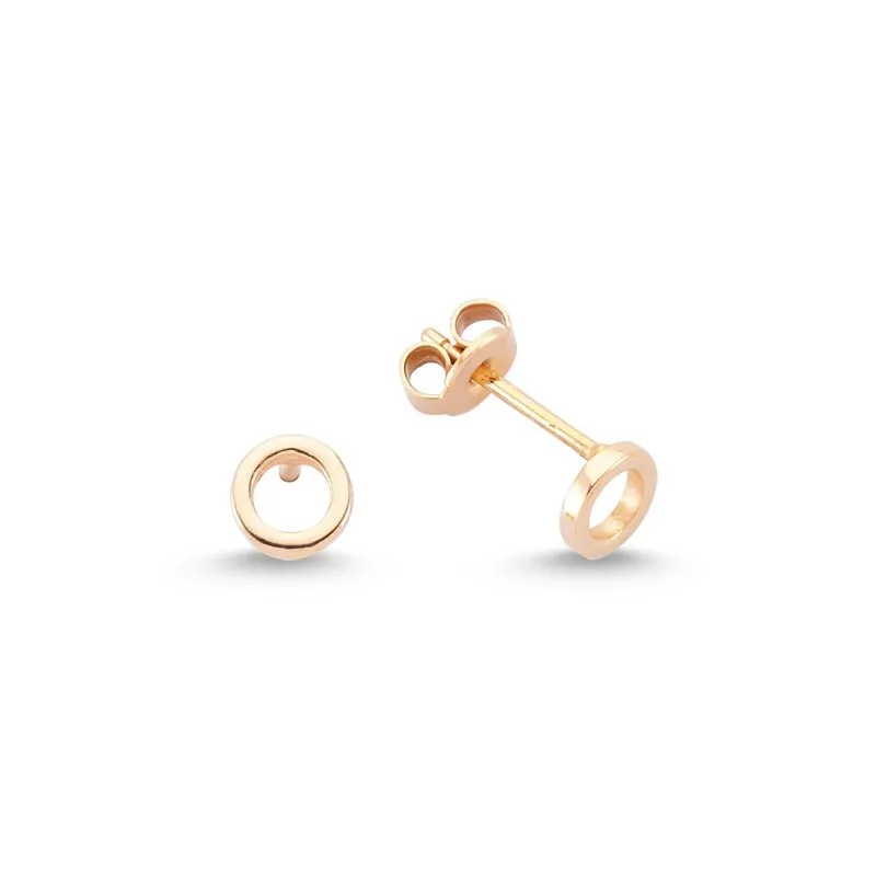 Amorium Jewelry Dainty Halo Silver Simple Open Circle Studs Earring showing minimalist circle design