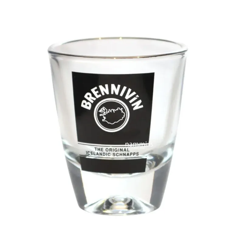 Nammi Brennivin Shot Glass authentic Icelandic souvenir with folklore patterns