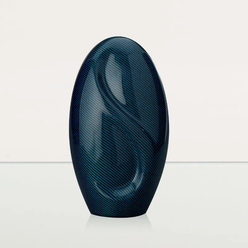 Pulvis Art Urns Carbon Fiber Cremation Urn Eternity in blue twill weave carbon with modern design