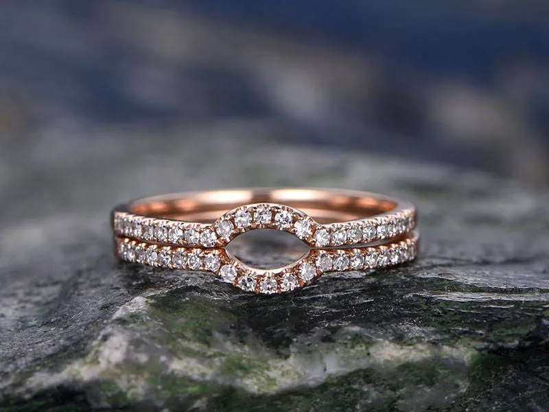 WillWork Jewelry real diamond curved wedding band solid 14k rose gold