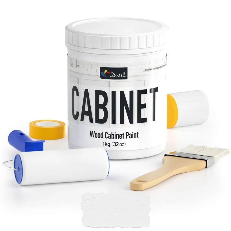 DWIL Paint Wood Cabinet Paint Kit with painting tools on kitchen cabinet
