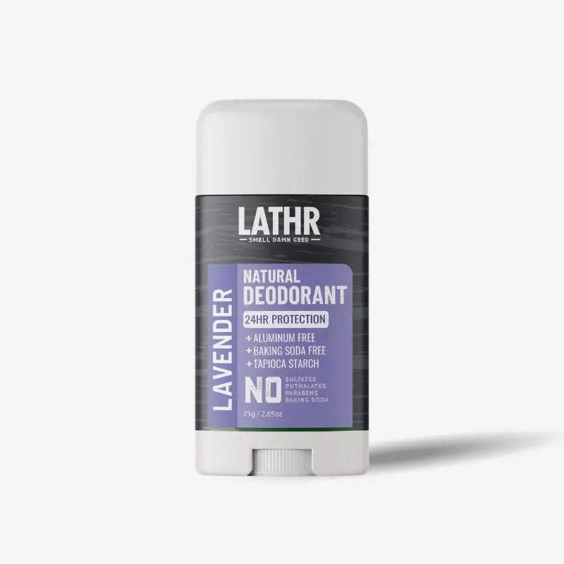 LATHR Natural Deodorant Lavender stick in 90g eco-friendly packaging