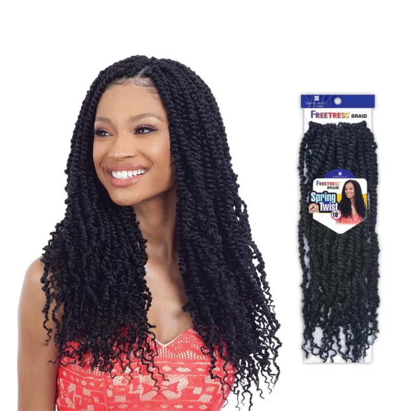Hairsofly Shop Freetress Crochet Braiding Hair Spring Twist 18 inch off black