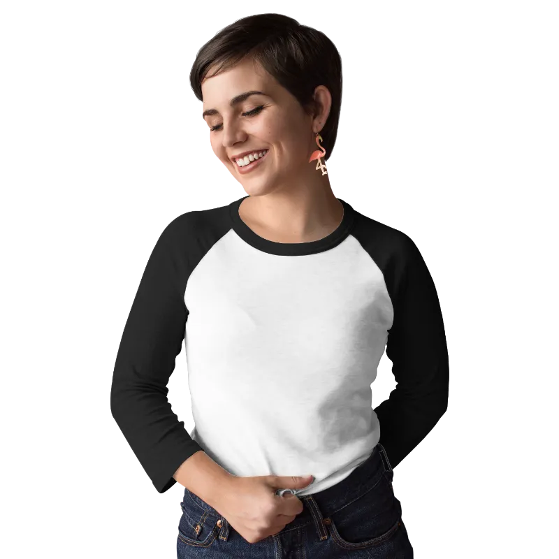 The Banyan Tee US Black & White Raglan Sleeve T shirt - For Women, black and white raglan tee