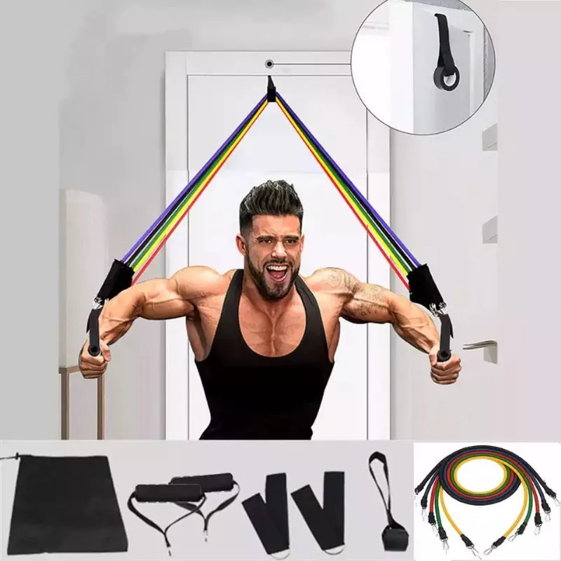 PUPU Sports Latex Tube Resistance Bands Set with Handles Full Body Workout Tubes and accessories for strength training