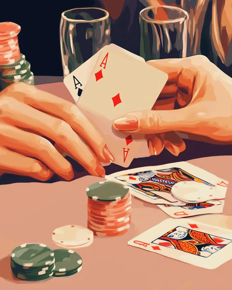 Maikoo Art A Pair of Aces paint by numbers kit showing playing card ace designs