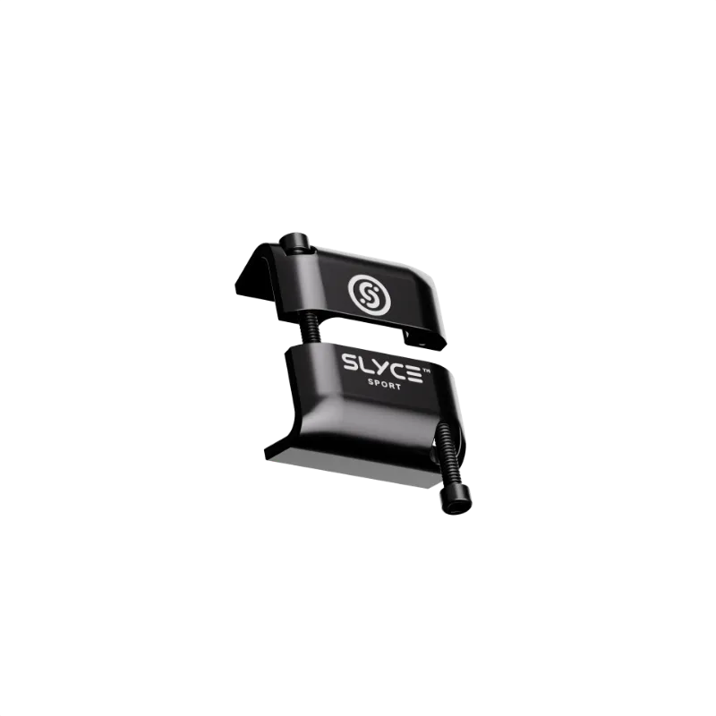 SLYCE Sport SLYDRS adjustable clamp-on tuning weights attached to pickleball paddle edge