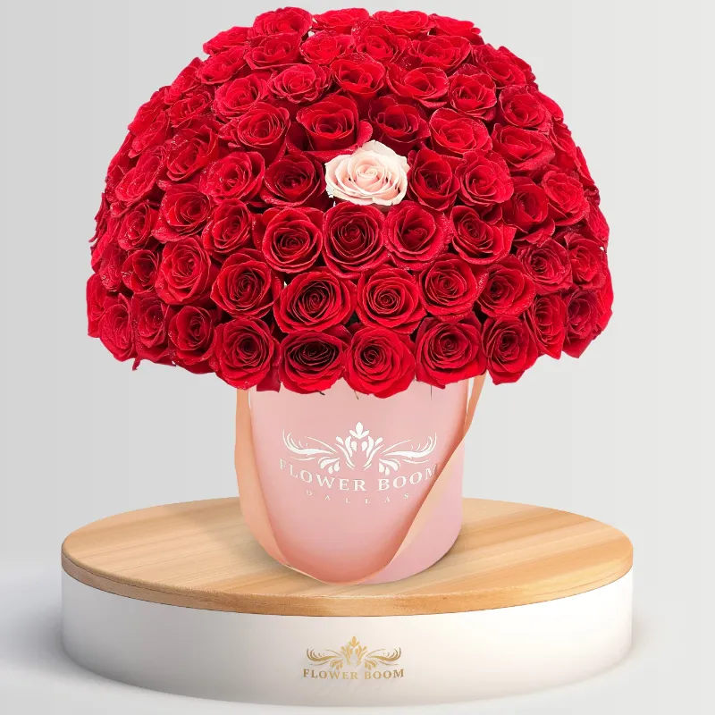 Flower Boom Dallas Mother's Day Gift - The Investigator Mom with red and white rose arrangement