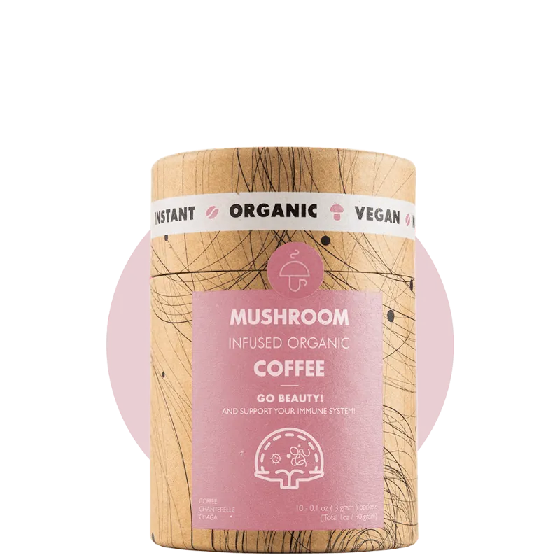 Mushroom Cups Go Beauty organic instant coffee with Lions Mane and Reishi product photo