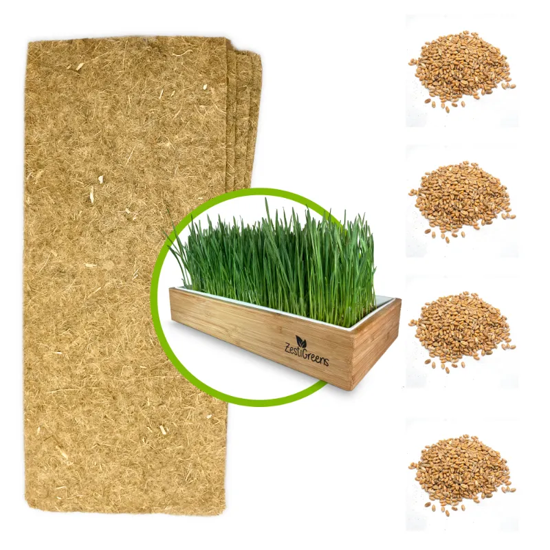 ZestiGreens Cat Grass Refills with hemp mats and organic seed packets
