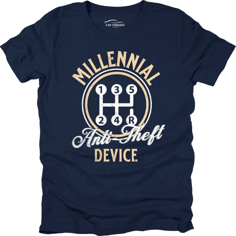 Car Threads Millennial Anti Theft t-shirt with car-themed anti-theft design
