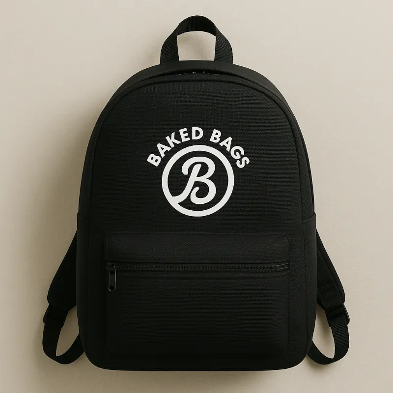 Baked Bags Backpack with cracked logo print in durable poly weave