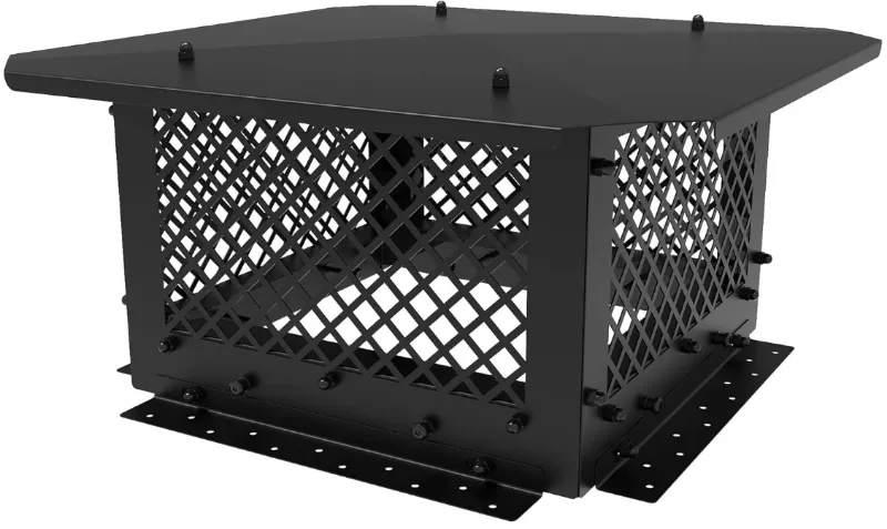 GrillPartsReplacement 14 by 14 inch chimney cap cover with mesh screening and adjustable galvanized steel base