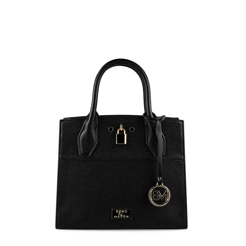 Bond & Mason The Jules Handbag showing vegan leather handbag with gold-tone hardware