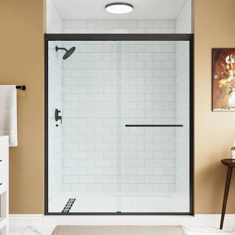HOROW 59 inch frameless sliding shower door matte black Model BE5972-MB