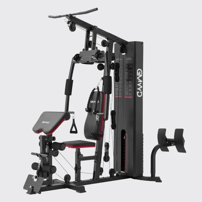 GMWD Fitness Multi Gym Station with Weight Stack HGS showing all-in-one home gym with 150 lb weight stack
