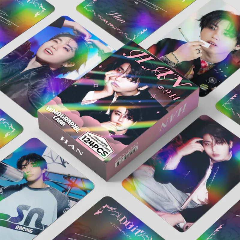TTAesthetic 124pcs HAN Laser Photocard Sticker Gift set showing laser holographic photocard stickers