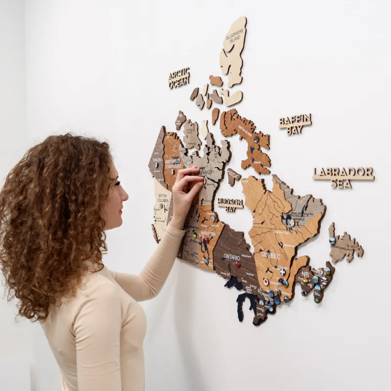Enjoy The Wood 3D Wooden Map of Canada Multicolor showing provinces in vibrant contrasting colors