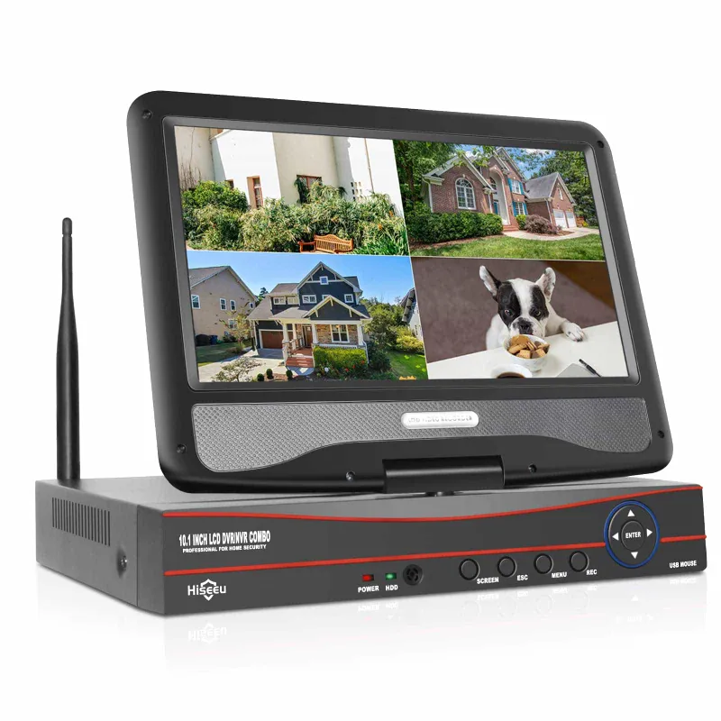 Hiseeu 10-inch LCD Wireless WiFi NVR network video recorder with built-in router