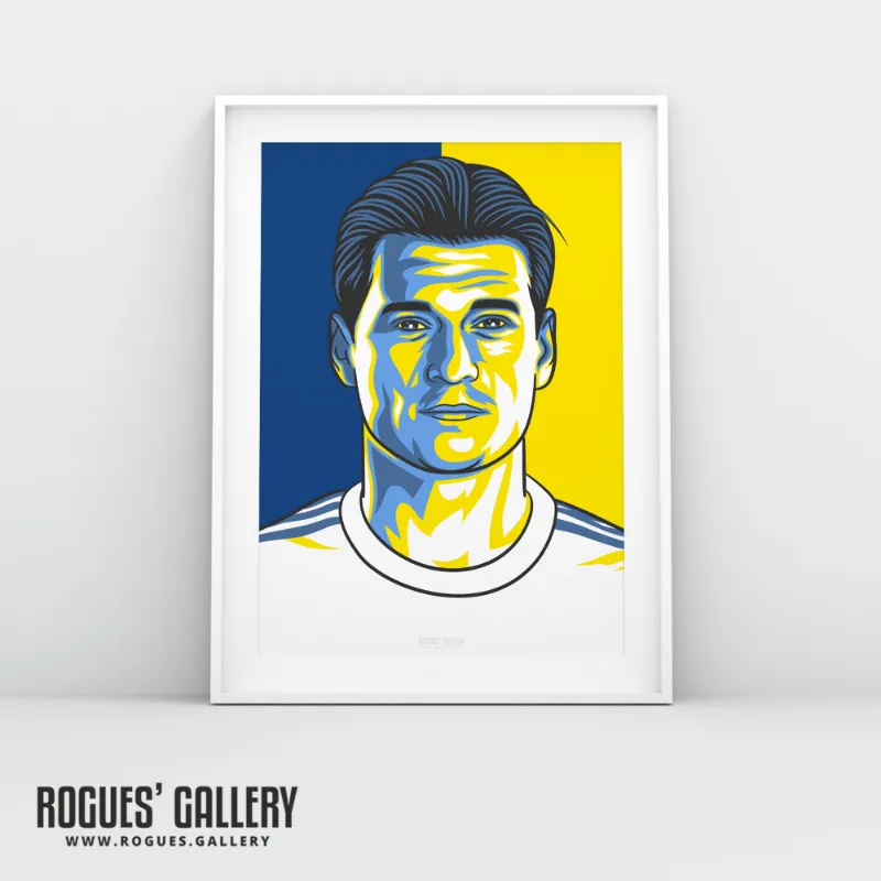 Rogues Gallery Alioski Leeds Utd A3 Icon Print showing the Macedonian wing back portrait