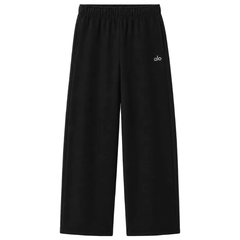 AfewVibe Alo Yoga Accolade straight leg sweatpants black, full length with chrome logo