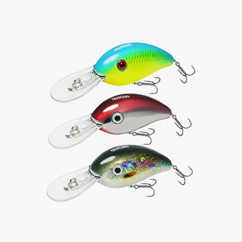 Truscend Fishing Diving Crankbait with BKK Hooks for Bass, Trout & Walleye showing realistic scale texture