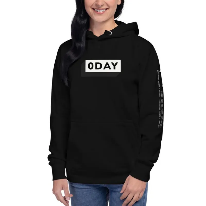MyHackerTech 0 day v1 unisex hoodie, black with hood detail