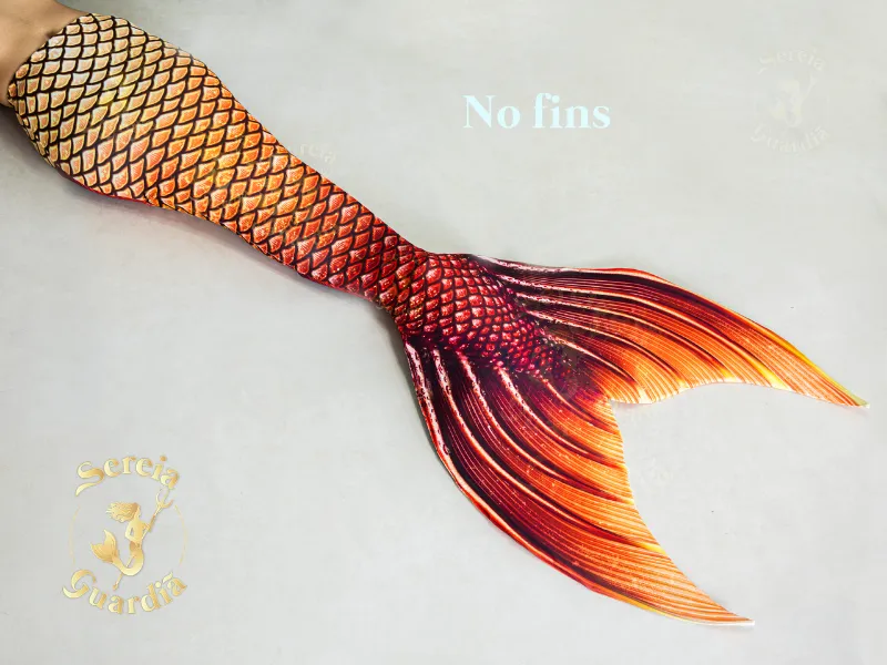 Sereia Guardiã Solstice Sisters Guardian Mermaid tail Litha, a realistic swimmable fabric mermaid tail with vibrant print