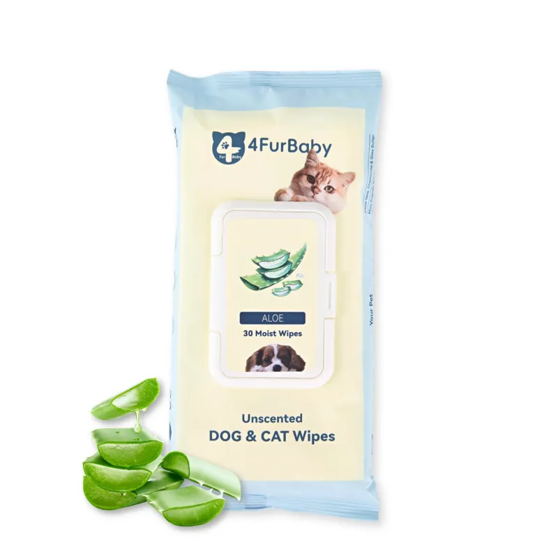 4FurBaby 30-Count Plant-Based Pet Grooming Wipes Travel Pack for Dogs & Cats