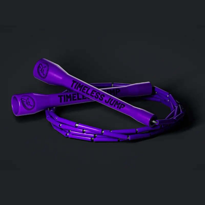 Timeless Jump Rope Beaded Purple Queen jump rope with ergonomic handles on white background