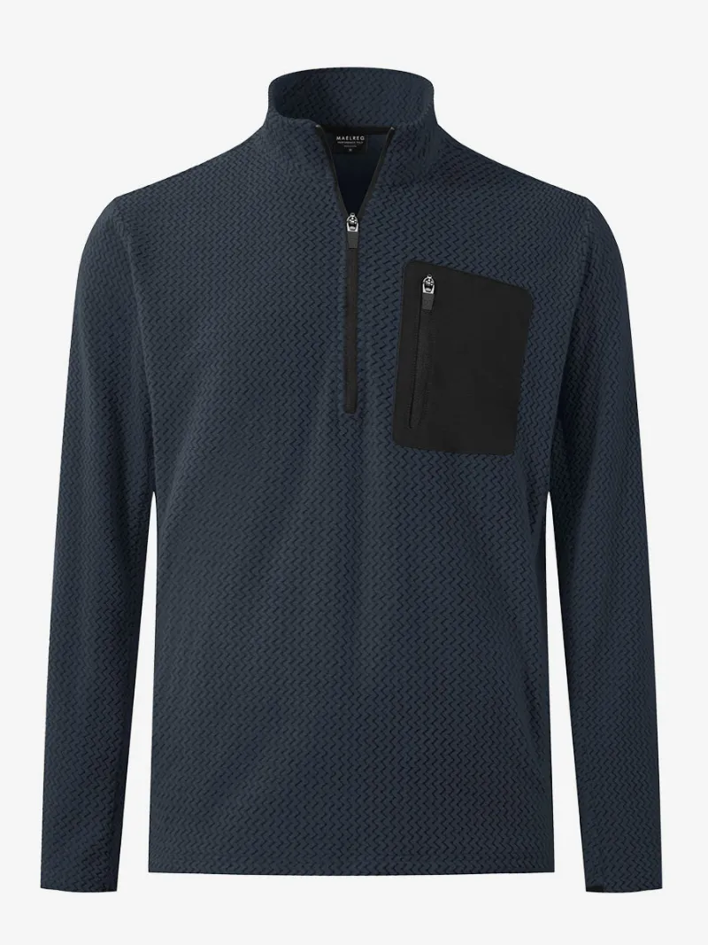 Maelreg Golf Warm Stretchy Quarter Zip With Pocket in heather