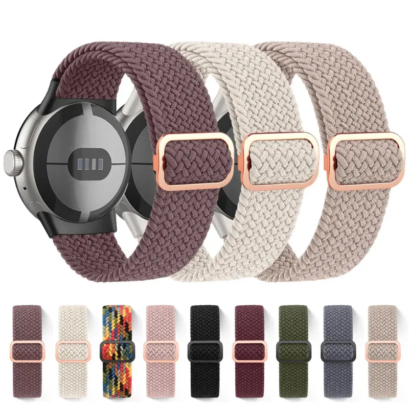 The Pixel Case Adjustable Elastic Band for Google Pixel Watch showing flexible strap design