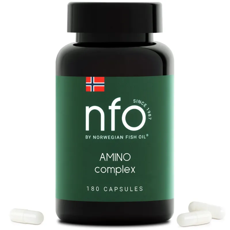 NFO Amino Complex bottle of amino acid capsules