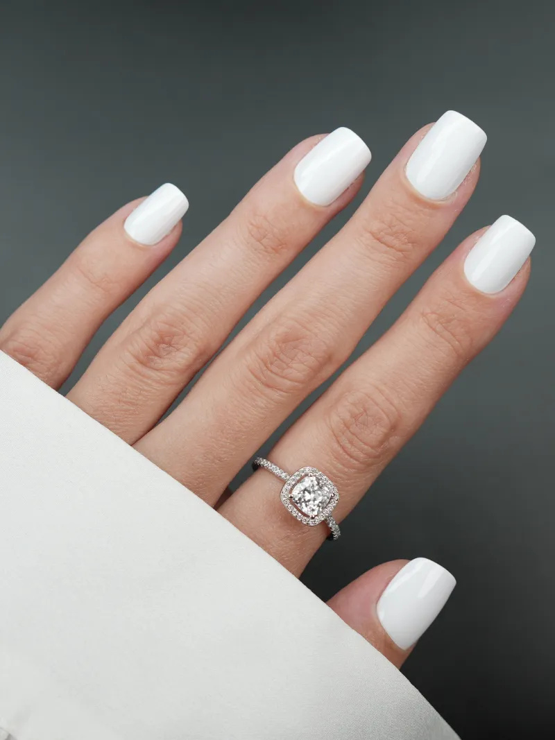 Roxy Nails Paris Snow 2.0 press on nails in pure white glossy finish