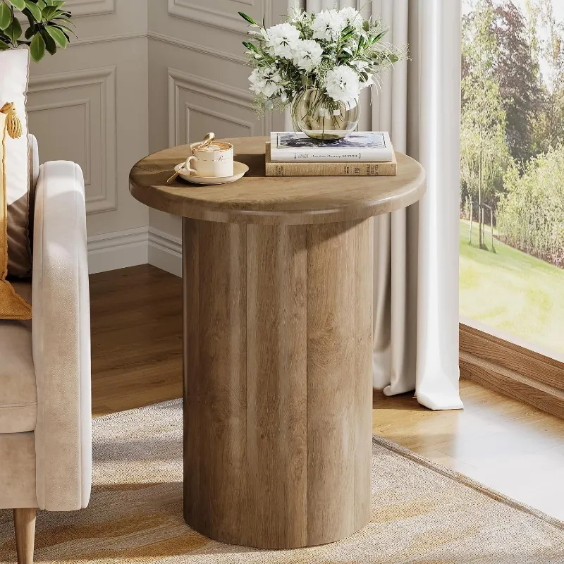 Tribesigns 19.6 inch round end table with elegant fluted base and smooth top