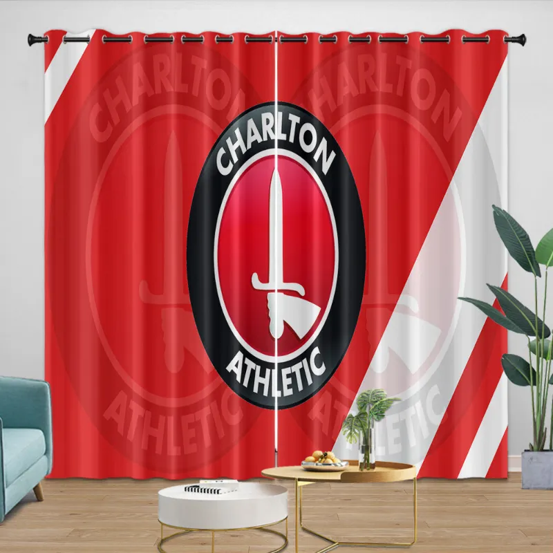 EBuycos Athletic Bilbao Curtains Blackout Window Drapes showing vibrant team graphics on dark fabric