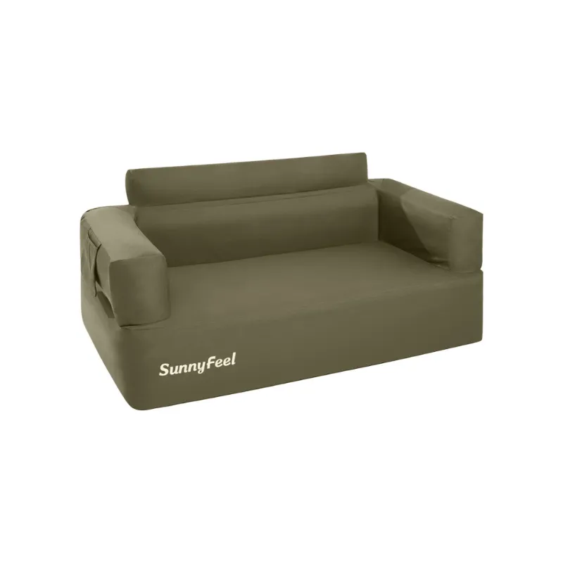 SunnyFeel Outdoor Inflatable Camping Loveseat Sofa, two-seat portable outdoor couch at a campsite