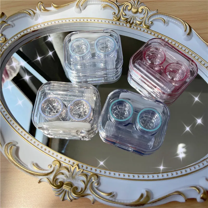 EYESFAV Classic Transparent Lens Case with applicator, tweezers and solution bottle