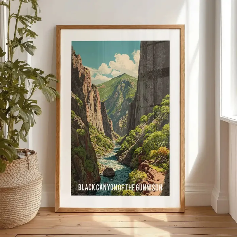 Wall Art Set Black Canyon of the Gunnison Park River Landscape Print showing canyon and river