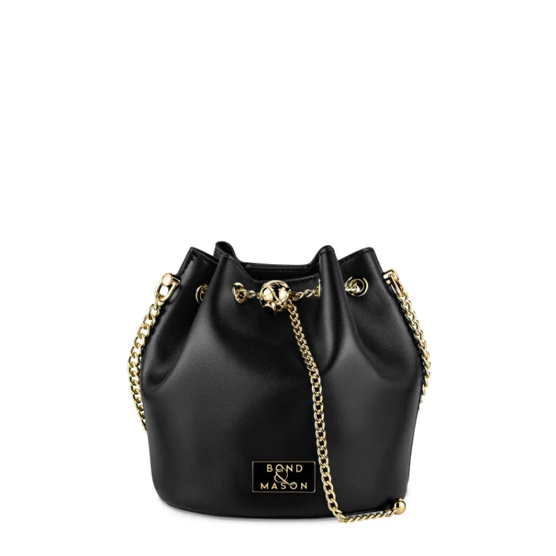Bond & Mason The Ariana Crossbody Bag (Black) photo showing black vegan leather crossbody bag