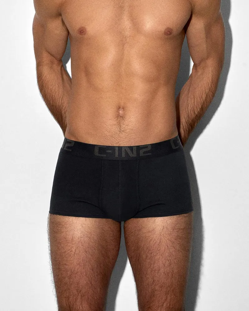 C-IN2 Core Low Rise Trunk Black with Smooth Leg Finish, front view