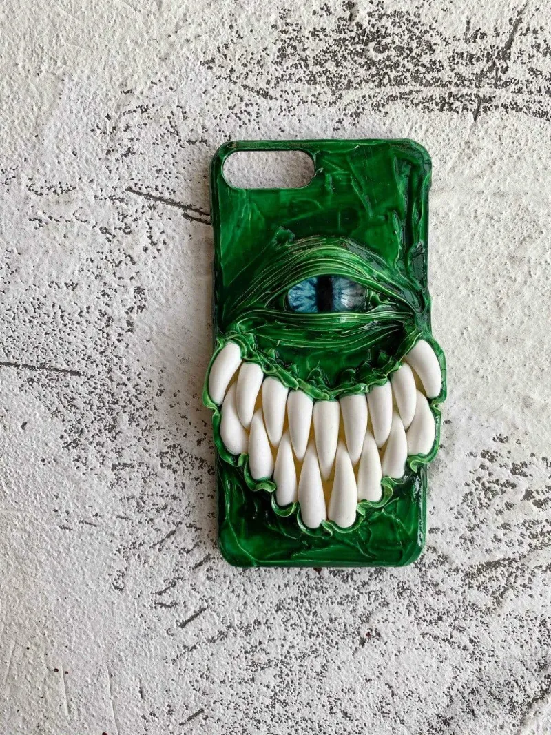 Techypop Green Monster Designer iPhone Case, silicone case with monster-themed print